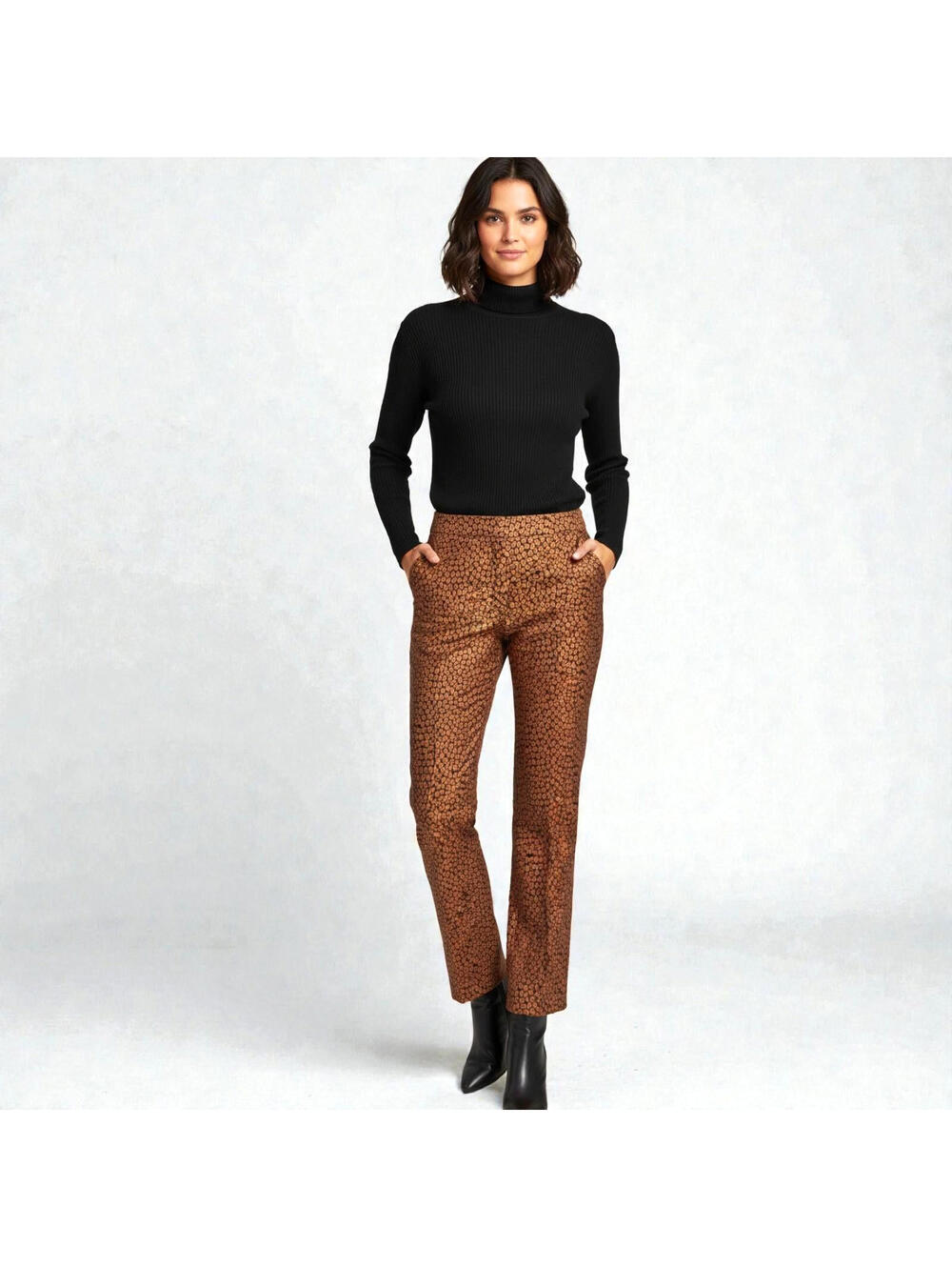 Kate Spade Floral Leopard Jacquard Crop Pants Womens 8 Brown Career Trouser NWOT